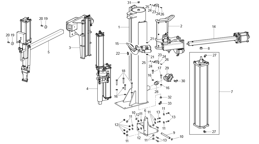 Parts – Ravaglioli G8945.26 Memory Leverless Tire Changer 12 G8945DS.ITA-Column-Unit